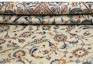 Tappeto Kashan Floreale Avorio Blu Cobalto 243x350 Cm