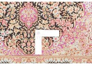 Tappeto Ghom Seta Medaglione Floreale Nero Rosa 79x120 Cm