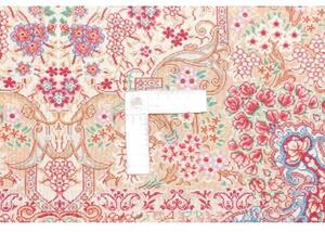 Tappeto Ghom Seta Medaglione Floreale Rosso Cremisi Avorio 81x118 Cm