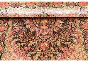 Tappeto Ghom Seta Medaglione Floreale Nero Rosa 79x120 Cm