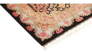 Tappeto Ghom Seta Floreale Nero Rosso 60x89 Cm