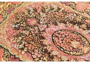 Tappeto Ghom Seta Medaglione Floreale Nero Rosa 79x120 Cm