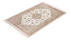 Tappeto Ghom Seta Medaglione Floreale Avorio Beige 58x90 Cm