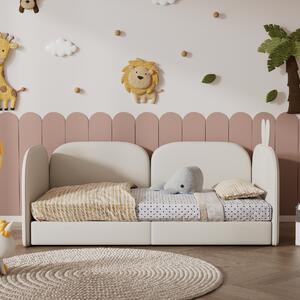 Divano letto coniglio, Letto per Bambini, 3 Lati Inclusi, Senza Materasso, 90x200 cm, Beige