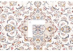 Tappeto Ghom Seta Medaglione Floreale Avorio Beige 58x90 Cm