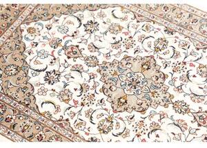 Tappeto Ghom Seta Medaglione Floreale Avorio Beige 58x90 Cm