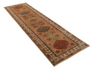 Tappeto Kazak Fine Stilizzato Marrone Beige Corsia 82x296 Cm