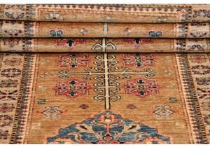 Tappeto Kazak Fine Geometrico Ocra Blu Corsia 80x255 Cm