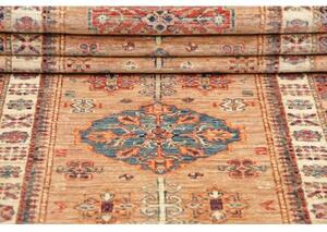 Tappeto Kazak Fine Geometrico Beige Rosso Mattone Corsia 82x297 Cm