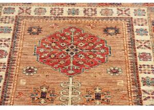 Tappeto Kazak Fine Geometrico Beige Rosso Mattone Corsia 82x297 Cm