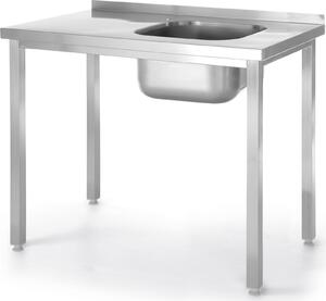 Tavolo con lavello monocomparto senza ripiano - Linea Budget - prefabbricato, profondità 600 mm, HENDI, Linea Budget, lavello a destra, 800x600x(H)850mm