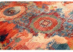 Tappeto Vintage Erased Astratto Rosso Ruggine Blu 143x200 Cm