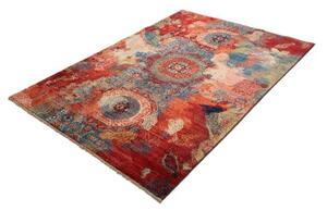 Tappeto Vintage Erased Astratto Rosso Ruggine Blu 143x200 Cm