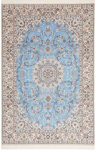 Tappeto Nain 6la Medaglione Floreale Azzurro Avorio 156x235 Cm
