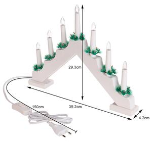 Candelabro Avvento Natalizio Elettrico LED 7 Candele di Natale Colore Bianco