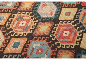 Tappeto Kilim Geometrico Marrone Scuro Multicolore 178x226 Cm