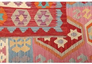 Tappeto Kilim Stilizzato Rosa Azzurro 202x290 Cm