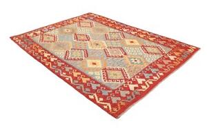 Tappeto Kilim Geometrico Rosso Azzurro 179x244 Cm