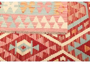 Tappeto Kilim Geometrico Rosso Azzurro 197x282 Cm