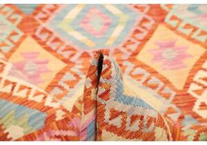 Tappeto Kilim Geometrico Arancione Azzurro 179x233 Cm