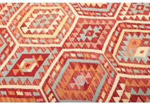 Tappeto Kilim Geometrico Rosso Azzurro 197x282 Cm