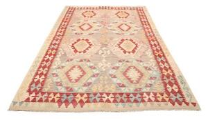 Tappeto Kilim Geometrico Beige Rosso 176x246 Cm