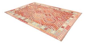 Tappeto Kilim Geometrico Rosso Azzurro 197x282 Cm
