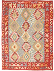Tappeto Kilim Geometrico Rosso Azzurro 179x244 Cm