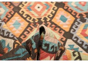 Tappeto Kilim Geometrico Marrone Scuro Multicolore 178x226 Cm