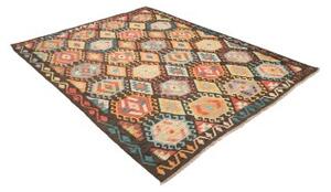 Tappeto Kilim Geometrico Marrone Scuro Multicolore 178x226 Cm