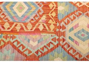 Tappeto Kilim Geometrico Arancione Azzurro 179x233 Cm