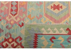Tappeto Kilim Geometrico Azzurro Rosso Mattone 205x282 Cm