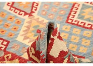 Tappeto Kilim Geometrico Rosso Azzurro 179x244 Cm