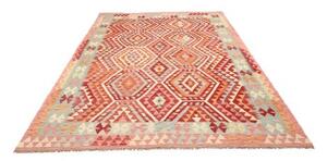 Tappeto Kilim Geometrico Rosso Azzurro 197x282 Cm