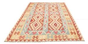 Tappeto Kilim Geometrico Rosso Azzurro 181x238 Cm