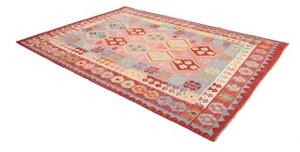 Tappeto Kilim Stilizzato Rosa Azzurro 202x290 Cm