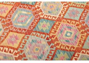 Tappeto Kilim Geometrico Arancione Azzurro 179x233 Cm
