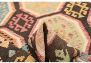 Tappeto Kilim Stilizzato Marrone Scuro Multicolore 175x239 Cm