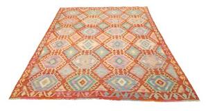 Tappeto Kilim Geometrico Arancione Azzurro 179x233 Cm