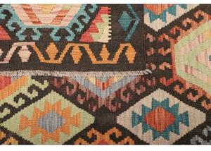 Tappeto Kilim Geometrico Marrone Scuro Multicolore 178x226 Cm