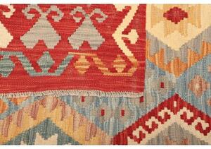 Tappeto Kilim Geometrico Rosso Azzurro 179x244 Cm