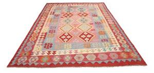 Tappeto Kilim Stilizzato Rosa Azzurro 202x290 Cm