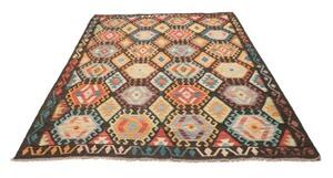 Tappeto Kilim Geometrico Marrone Scuro Multicolore 178x226 Cm