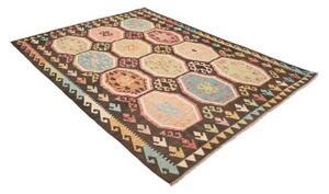 Tappeto Kilim Stilizzato Marrone Scuro Multicolore 175x239 Cm