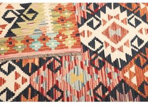 Tappeto Kilim Geometrico Arancione Blu Scuro 120x185 Cm
