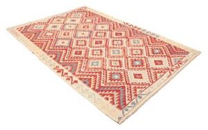 Tappeto Kilim Geometrico Rosso Beige 167x244 Cm