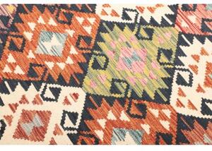 Tappeto Kilim Geometrico Arancione Blu Scuro 120x185 Cm