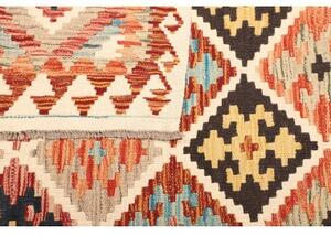 Tappeto Kilim Geometrico Avorio Arancione 112x175 Cm