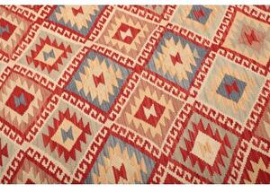 Tappeto Kilim Geometrico Rosso Beige 167x244 Cm