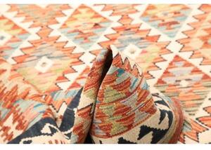 Tappeto Kilim Geometrico Arancione Azzurro 126x180 Cm